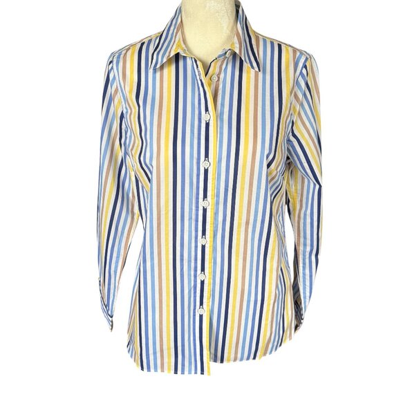 Talbots PS multicolored striped collared long sleeve button down shirt - Picture 1 of 9